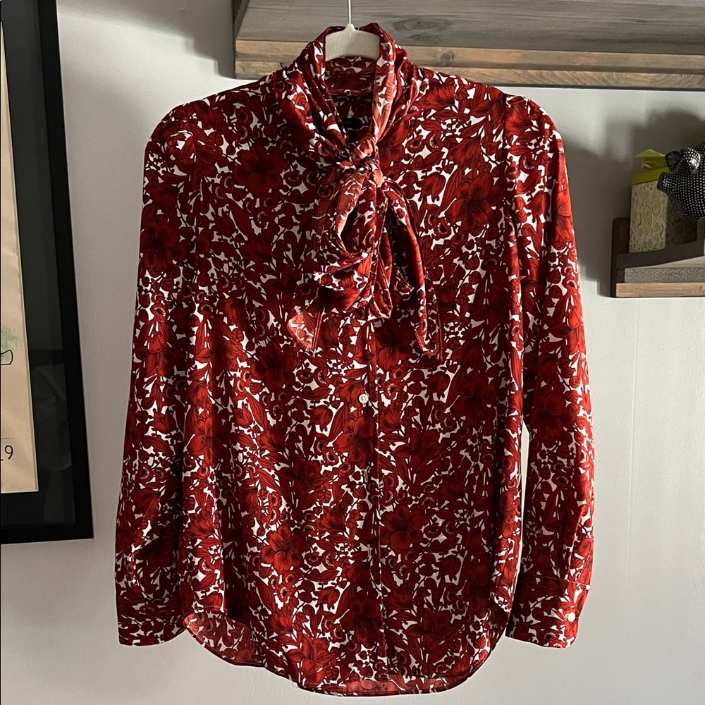 Ann Taylor Red Floral Blouse